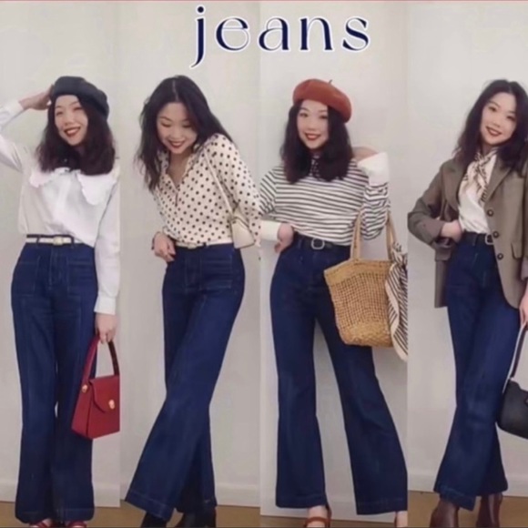 Flared cropped sailor jeans.Deep blue. Side S.Retro looking. - Picture 15 of 16